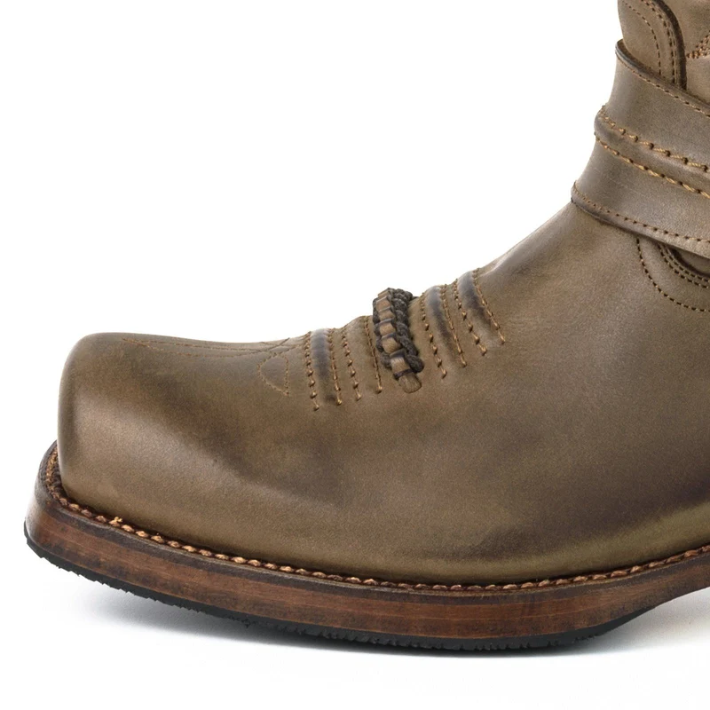 Herren- und Damen-Biker-Motard-Stiefel 02 aus braunem Leder