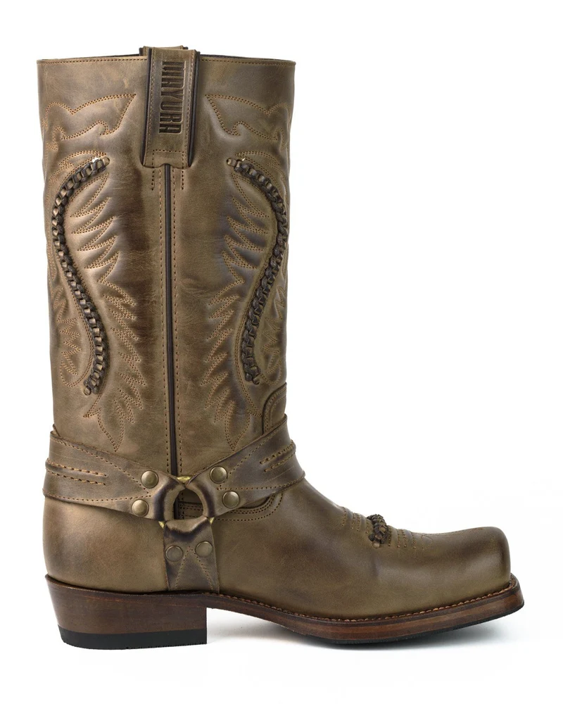Herren- und Damen-Biker-Motard-Stiefel 02 aus braunem Leder
