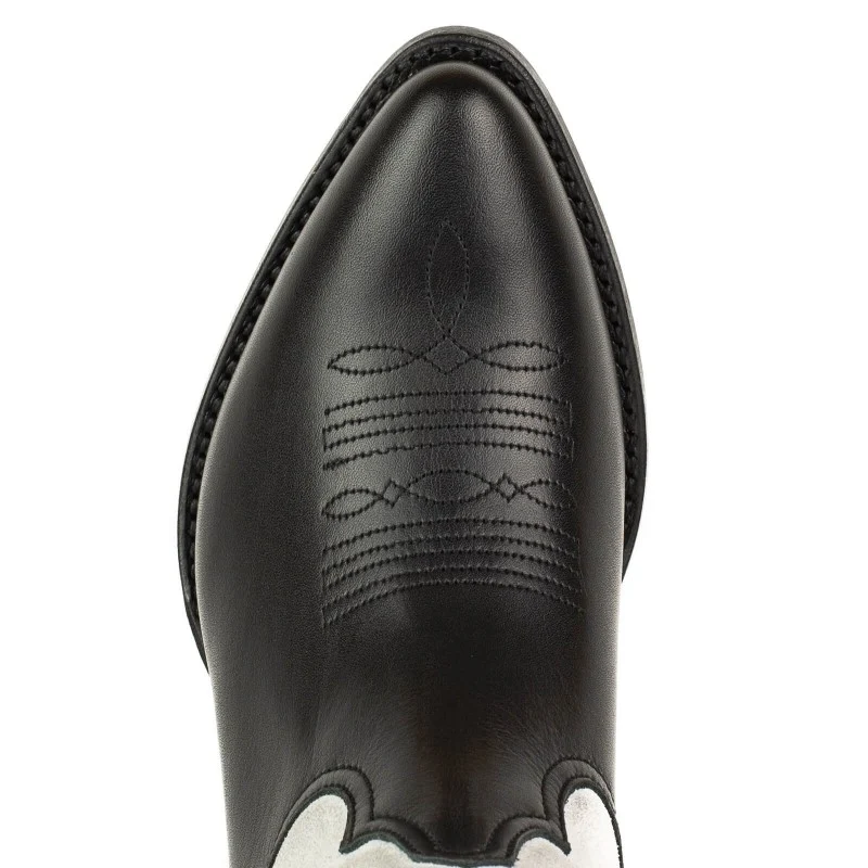 Schwarz-weiße Cowboystiefel für Damen mit Flügeln Schwarz 2666