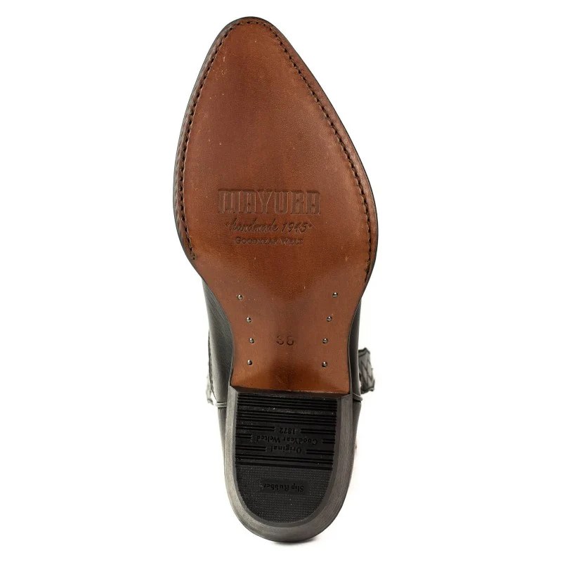 Schwarz-weiße Cowboystiefel für Damen mit Flügeln Schwarz 2666
