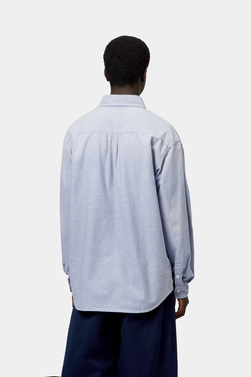 Carhartt WIP Herren-Malerhemd | Blau, abgenutzt, mit Farbspritzern