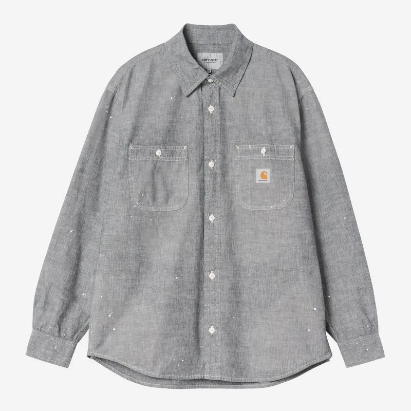Carhartt WIP Herren-Malerhemd | Schwarz, abgenutzt, mit Farbspritzern