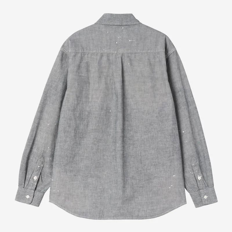 Carhartt WIP Herren-Malerhemd | Schwarz, abgenutzt, mit Farbspritzern