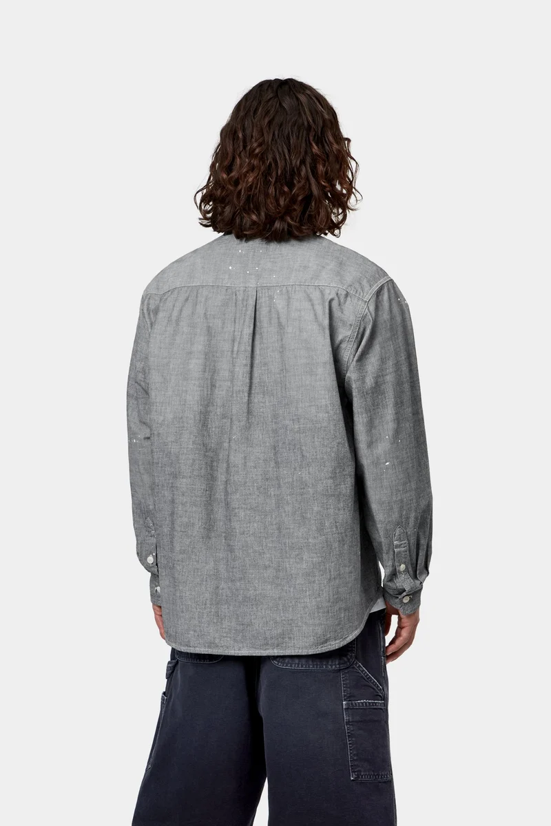 Carhartt WIP Herren-Malerhemd | Schwarz, abgenutzt, mit Farbspritzern