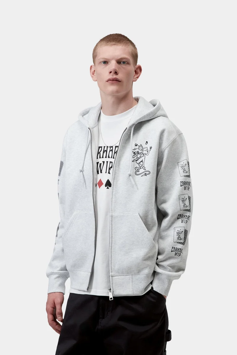 Carhartt WIP Herren-Spielkarten-Hoodie | Aschgrau meliert
