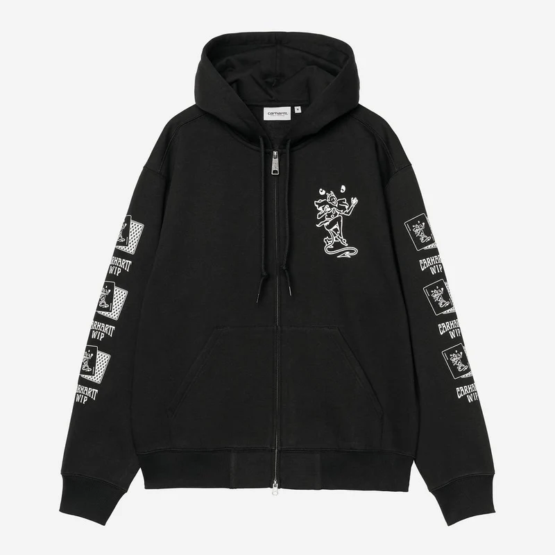 Carhartt WIP Herren-Hoodie mit Spielkartenmotiven | Schwarz