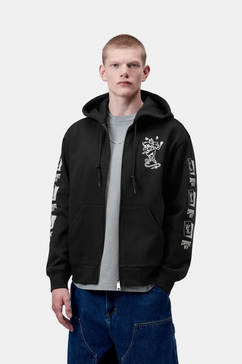 Carhartt WIP Herren-Hoodie mit Spielkartenmotiven | Schwarz