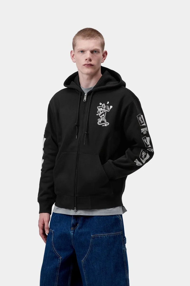 Carhartt WIP Herren-Hoodie mit Spielkartenmotiven | Schwarz