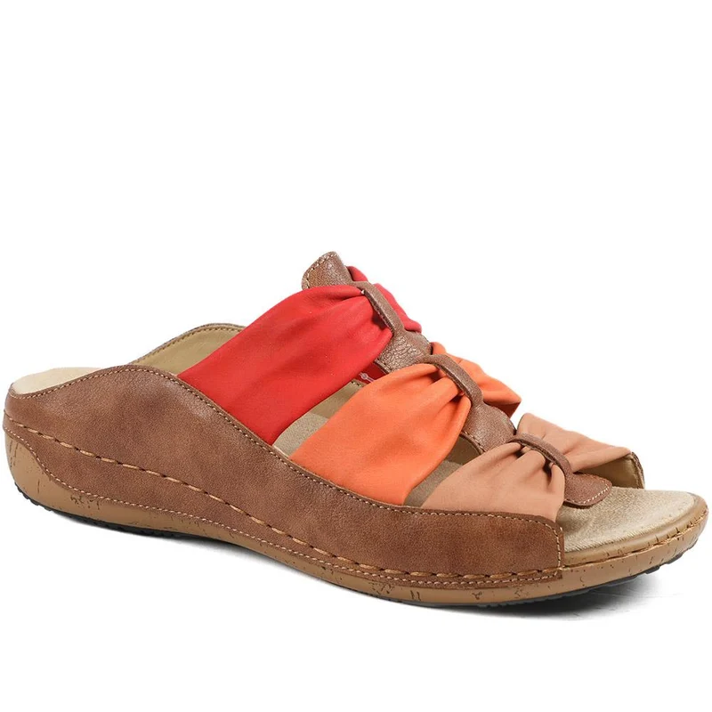 Flexible Triple Bow Cushioned Sandals - WBINS43014 / 329 090