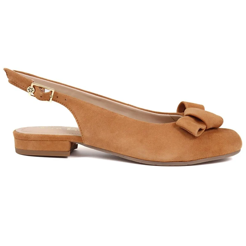 Casual Slingback Sandals - VAN37114 / 324 868 - Camel Suede