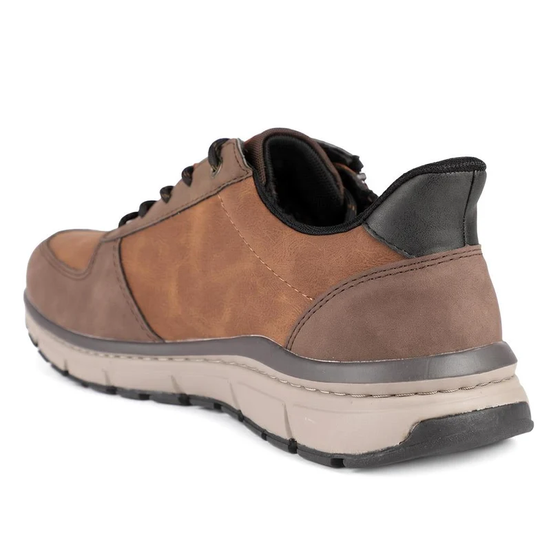 Bugatti Extra Wide Leather Zip & Lace Trainers - BUG44504 / 329 633 - Brown