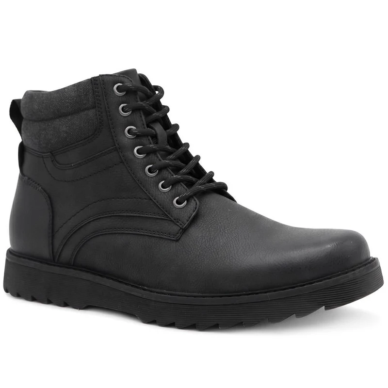 Wide Fit Rugged Lace Up Boots - XINGH44005 / 329 925 - Black