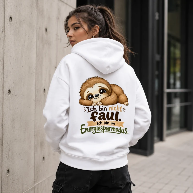 Statement Hoodie Faultier "Ich bin nicht faul... " Hoodie Backprint | Unisex