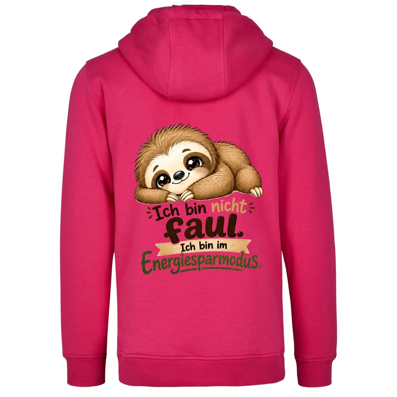 Statement Hoodie Faultier "Ich bin nicht faul... " Hoodie Backprint | Unisex