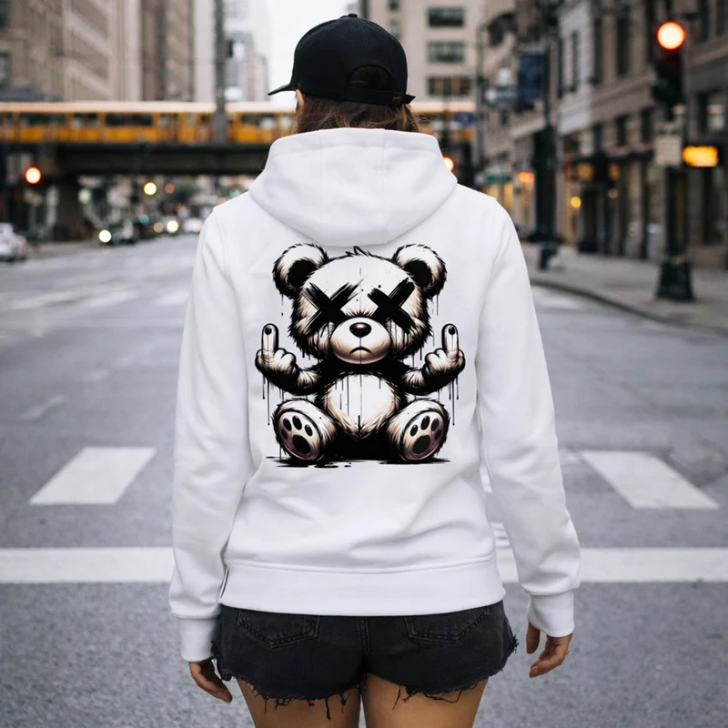 Urban Streetstyle Hoodie – Rebel Teddy Bär Motiv Hoodie Unisex