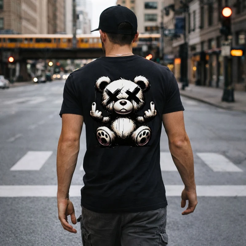 Streetwear T-Shirt Rebel Teddy – Urban Graffiti Bär Backprint