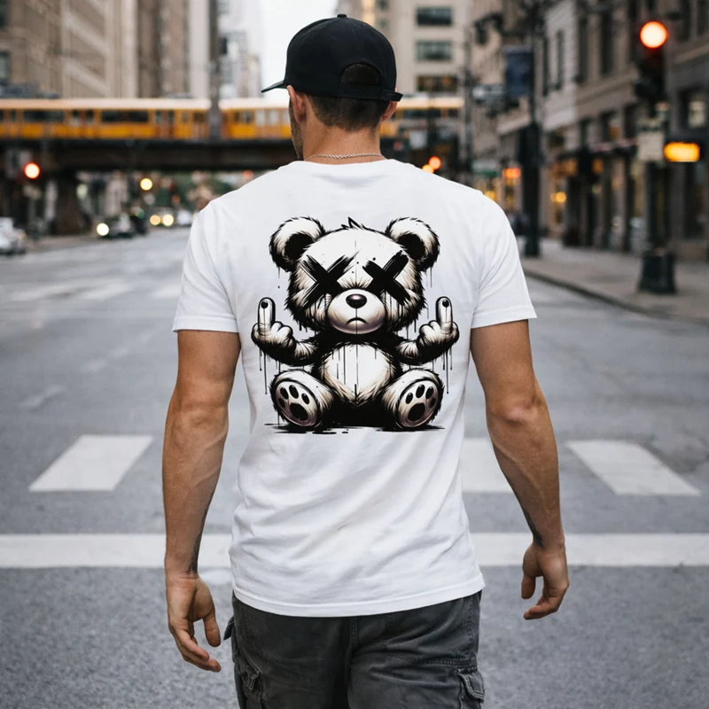 Streetwear T-Shirt Rebel Teddy – Urban Graffiti Bär Backprint