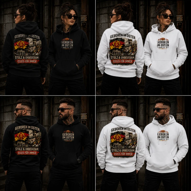 Statement Geboren im Osten... Hoodie Frontprint & Backprint | Unisex