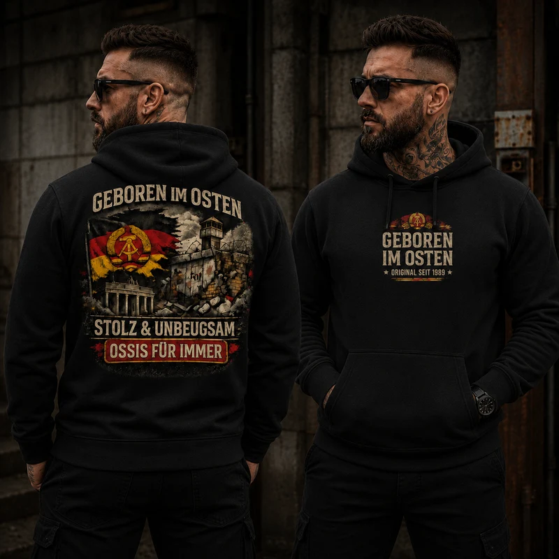 Statement Geboren im Osten... Hoodie Frontprint & Backprint | Unisex