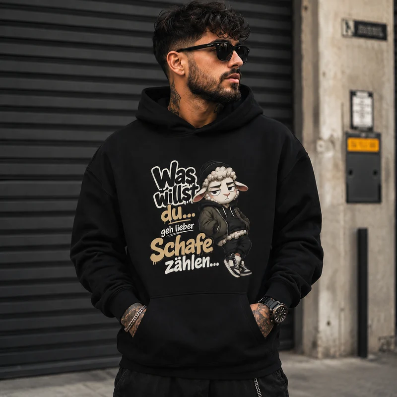 Statement Schafe zählen Hoodie Pullover Frontprint & Backprint | Unisex