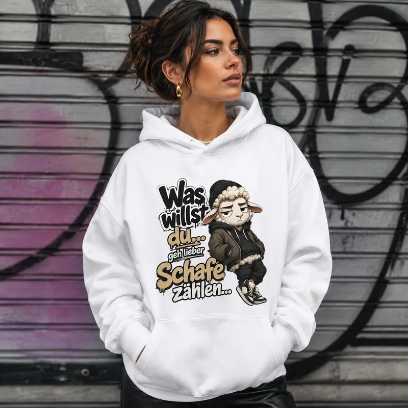 Statement Schafe zählen Hoodie Pullover Frontprint & Backprint | Unisex