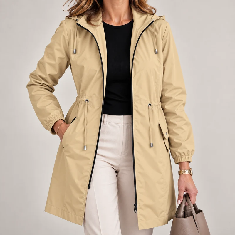 Jenevy - Leichte Wasserdichte Jacke Mit Kapuze