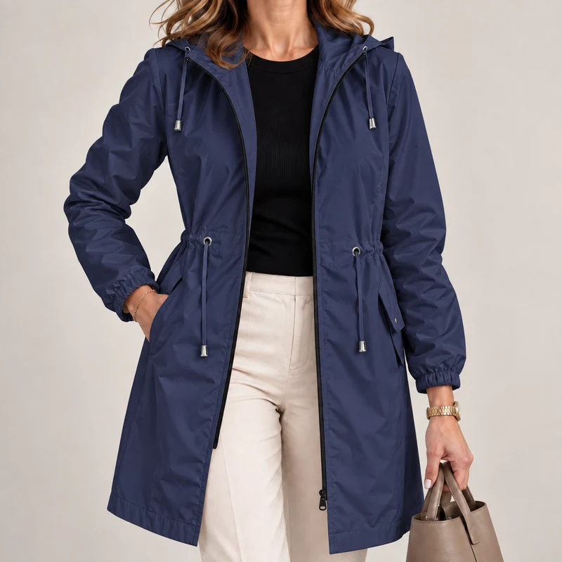 Jenevy - Leichte Wasserdichte Jacke Mit Kapuze