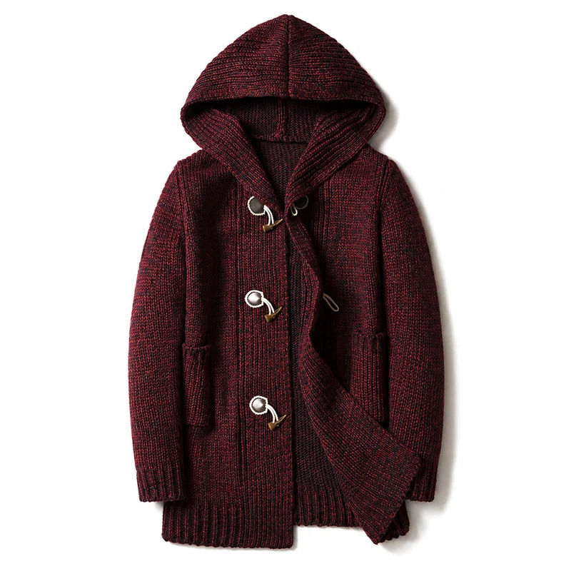 Lyndan – Langer Cardigan MIT Kapuze Und Knebelknöpfen