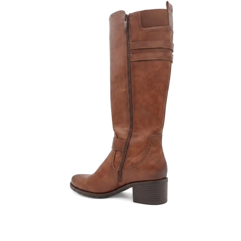 Buckle Detail Zip Fasten Long Boots - WOIL44057 / 329 986 - Tan