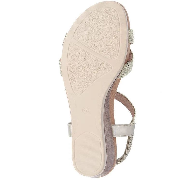 Elasticated Slip-On Sandals - BAIZH39073 / 325 103 - Gold
