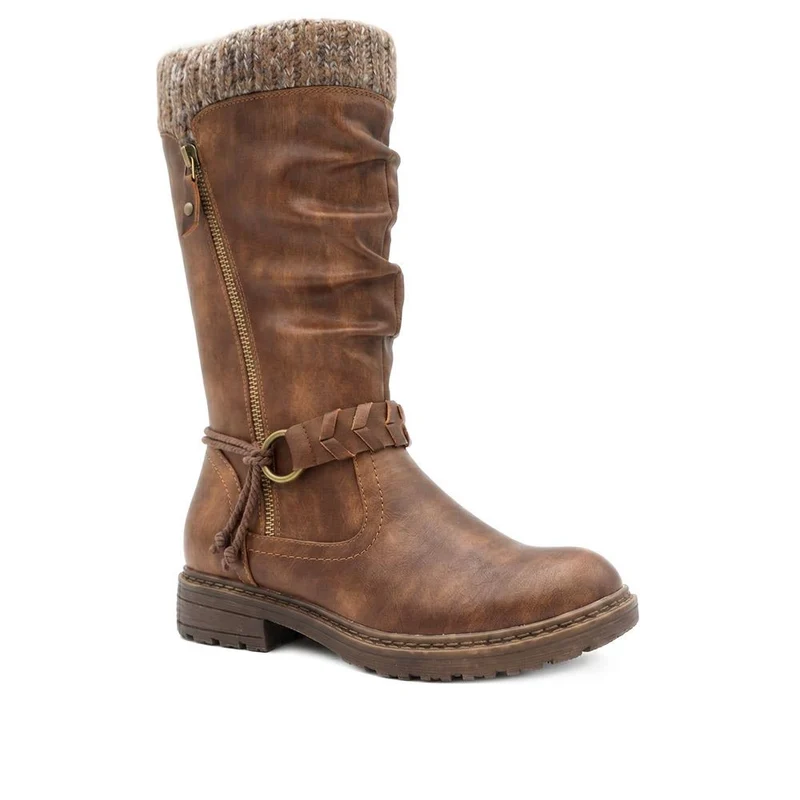 Kitted Cuff Zip Fasten Riding Boots - LECHE44000 / 330 249