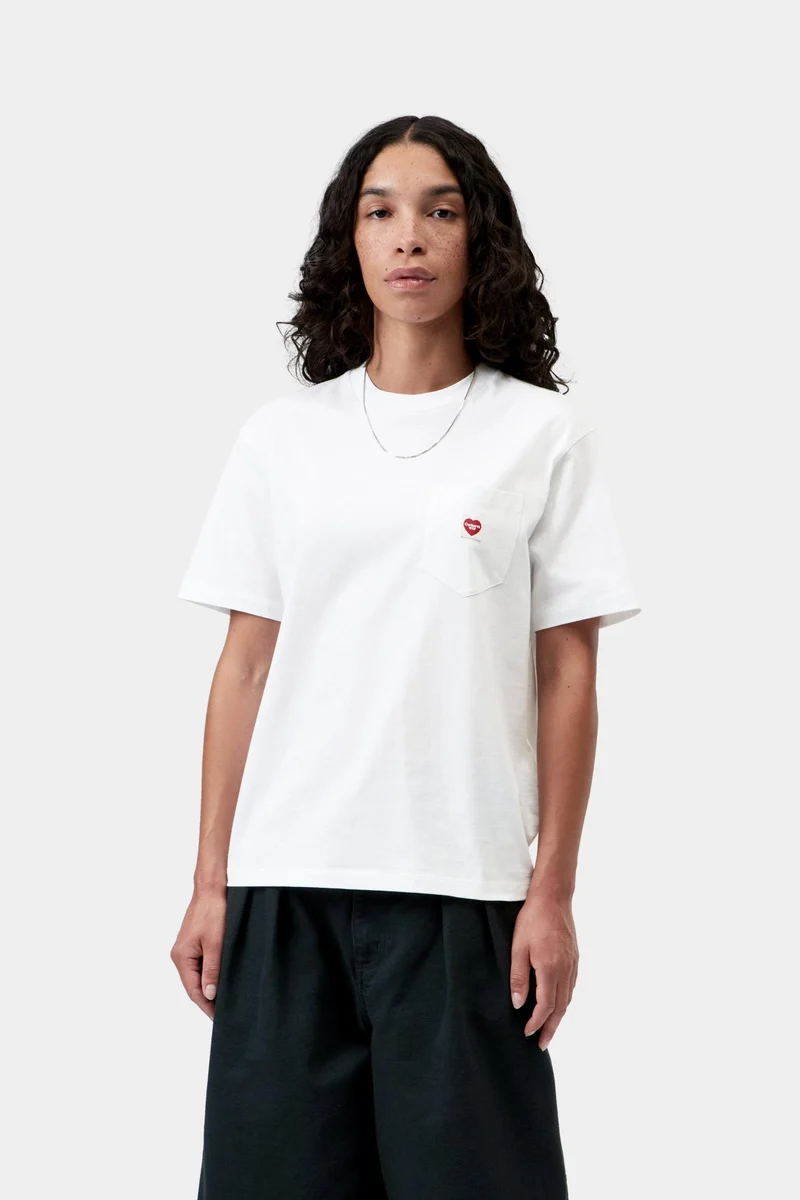 Carhartt WIP Damen-T-Shirt mit kleiner Herztasche | Weiß