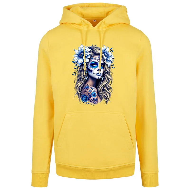 Hoodie - La Catrina Blau Flower