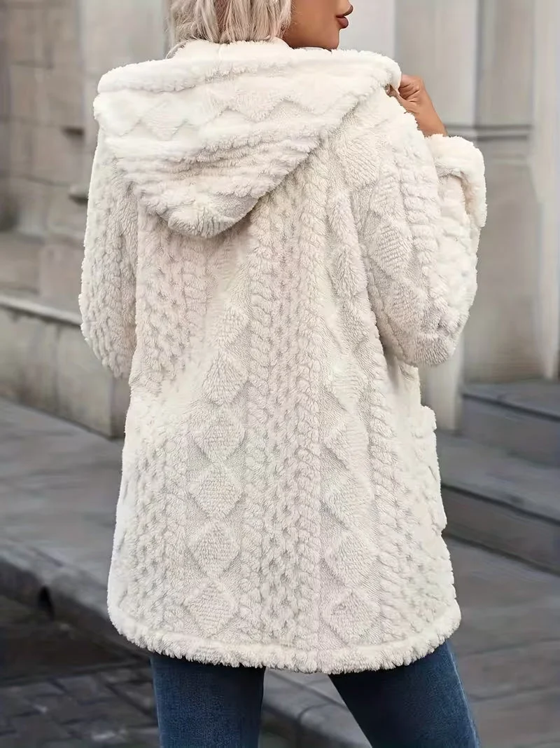 Elima - Doppelseitige Plüsch-Strickjacke MIT Kapuze Und Reißverschluss