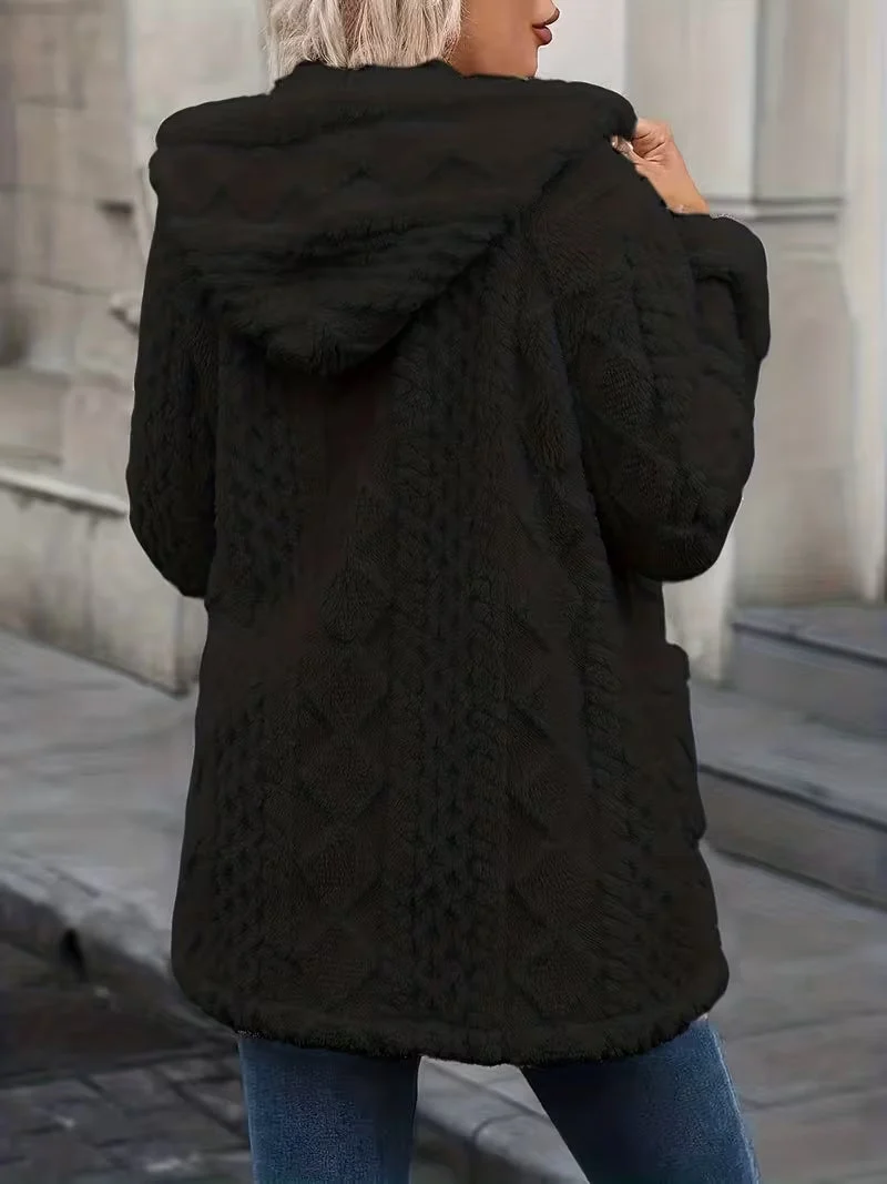 Elima - Doppelseitige Plüsch-Strickjacke MIT Kapuze Und Reißverschluss