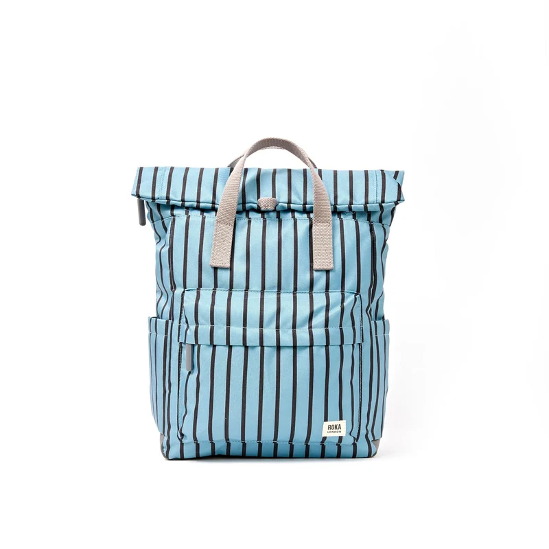 ROKA Canfield B Blue Stripe Medium Tasche aus recyceltem Canvas