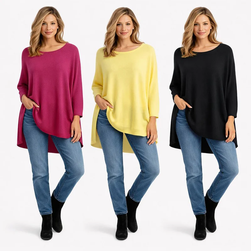 Longshirt Feinstrick Strick tragbar bis Größe 50 / 52