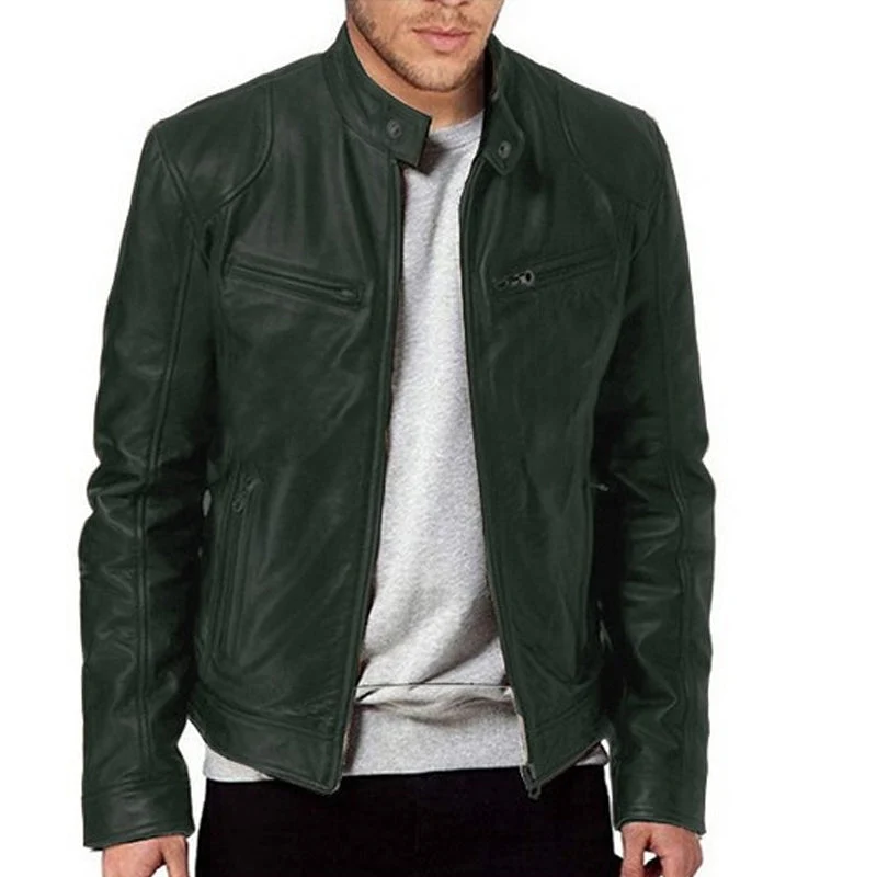 Emanual – Lederjacke mit Stehkragen und Reißverschluss