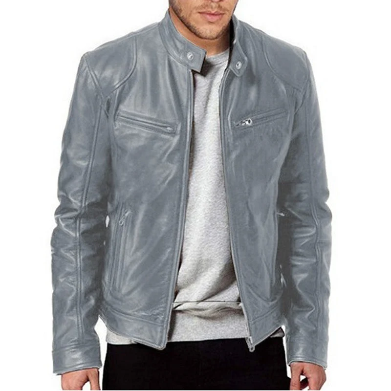 Emanual – Lederjacke mit Stehkragen und Reißverschluss