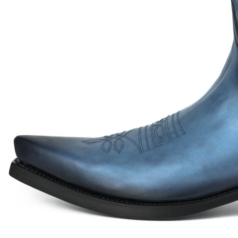 Country- und Western-Cowboystiefel 1920 aus blauem Leder für Herren und Damen