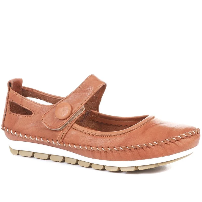Leather Touch Fastening Mary Janes - SIMIN31005 / 318 210 - Tan