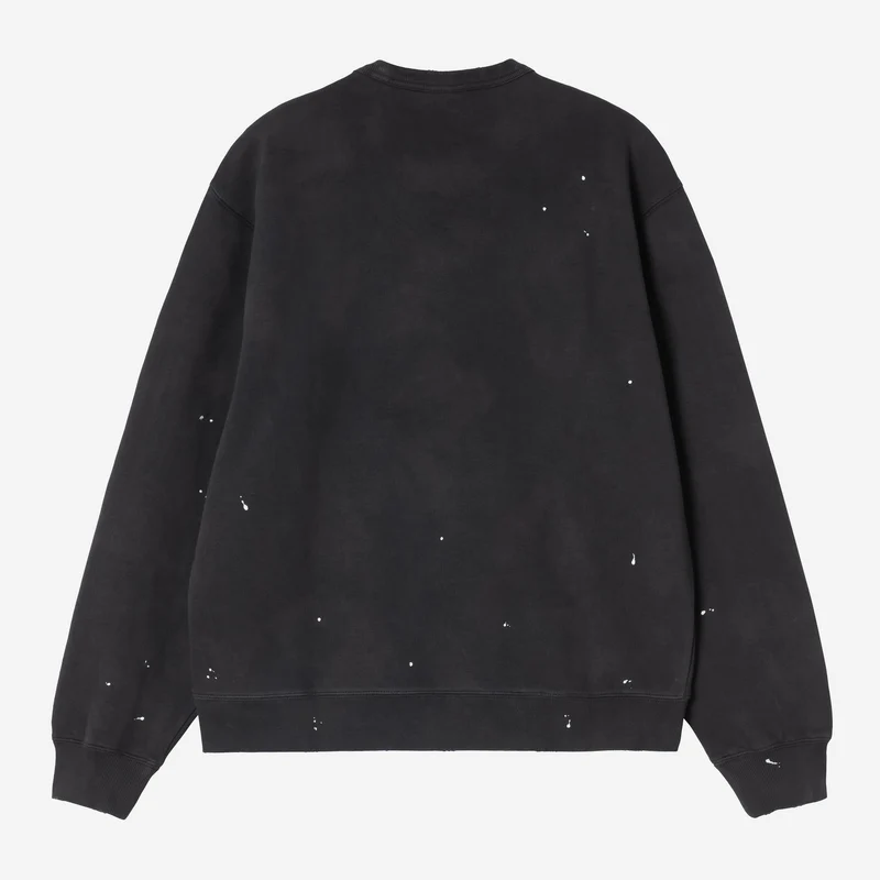 Carhartt WIP Herren-Sweatshirt „Maler“ | Schwarz, Destroyed-Waschung, Spritzer