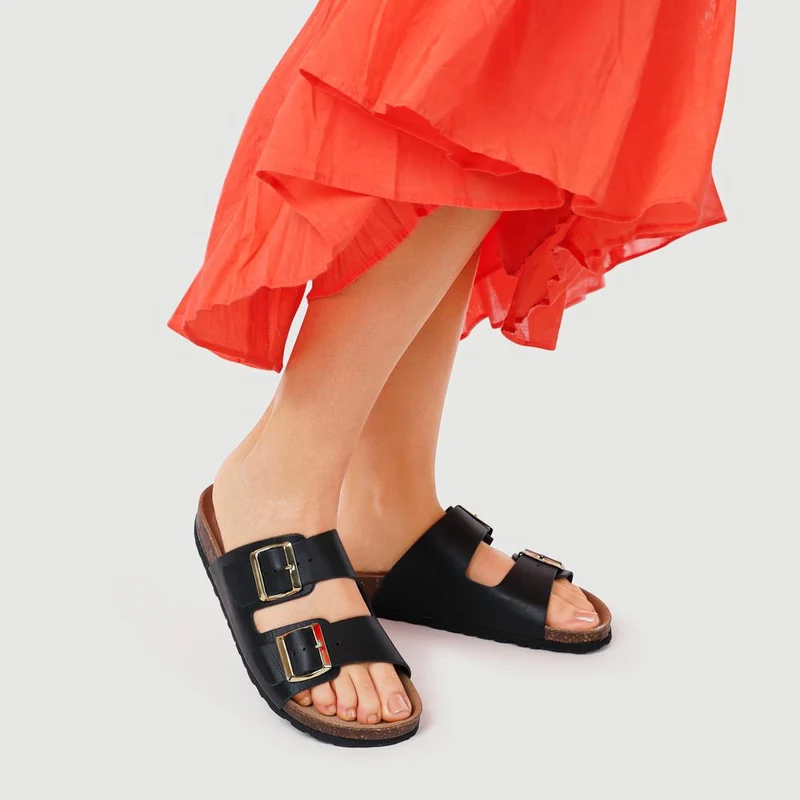 All-Leather Casual Mule Sandals - PATRI39010 / 326 633 - Black