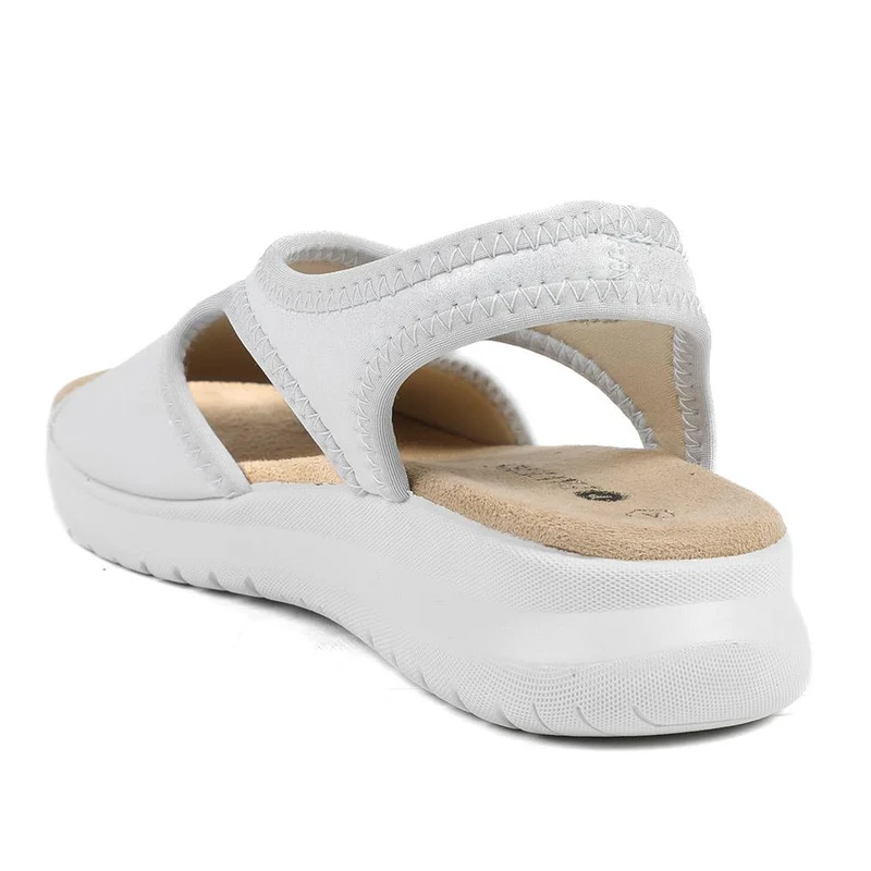 Stretch Comfort Sandals with Cushioned Insole - POLY43001 / 329 021 - Silver Shimmer