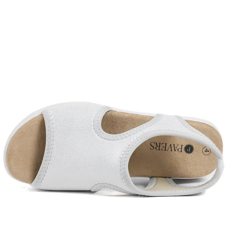 Stretch Comfort Sandals with Cushioned Insole - POLY43001 / 329 021 - Silver Shimmer