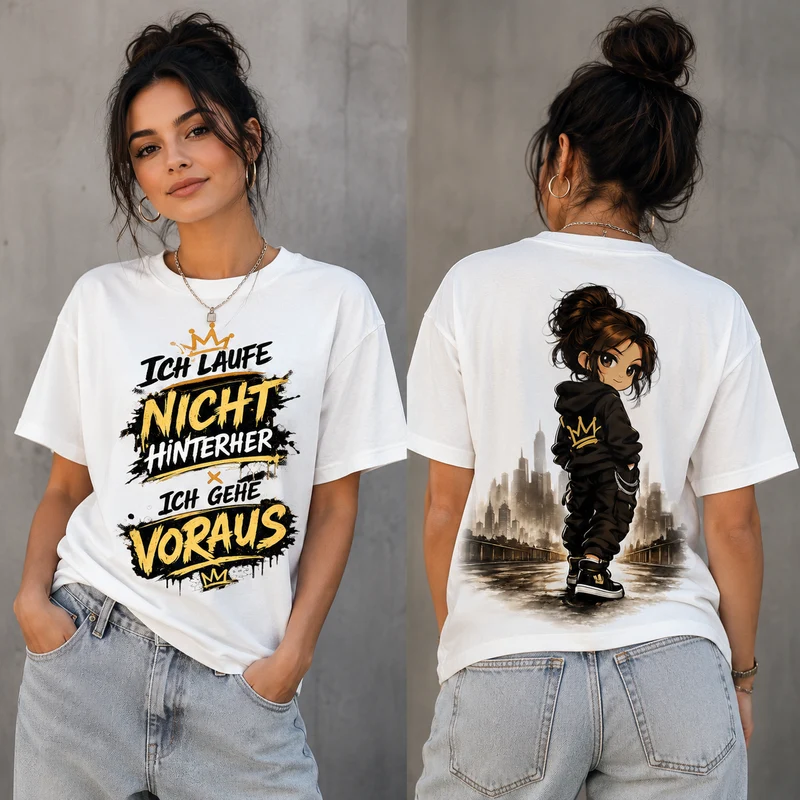 Statement T-Shirt Statement Shirt „Ich gehe voraus“ | Frontprint & Backprint | Unisex