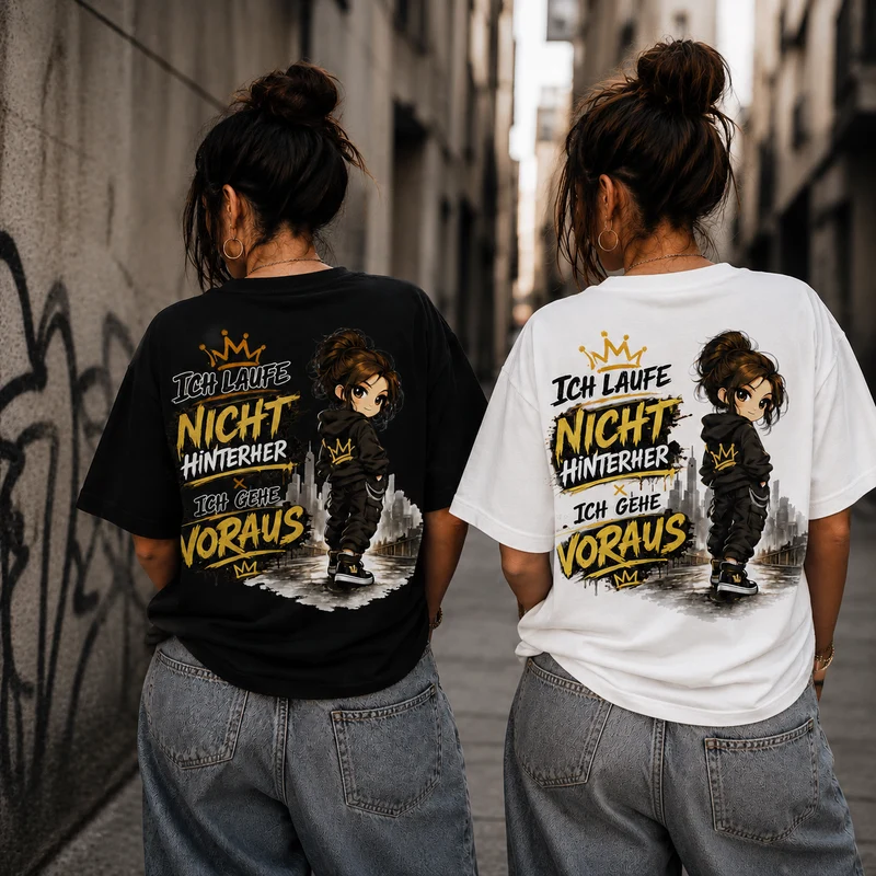 Statement T-Shirt Statement Shirt „Ich gehe voraus“ | Frontprint & Backprint | Unisex