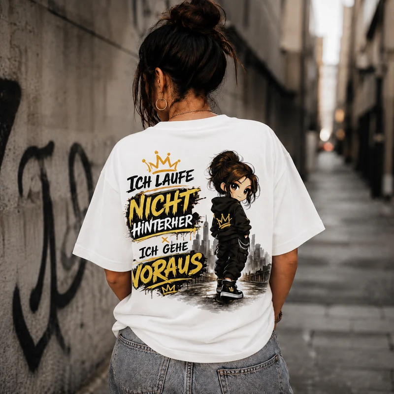 Statement T-Shirt Statement Shirt „Ich gehe voraus“ | Frontprint & Backprint | Unisex