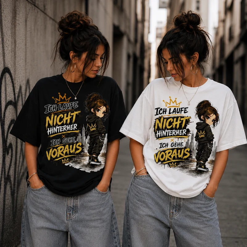 Statement T-Shirt Statement Shirt „Ich gehe voraus“ | Frontprint & Backprint | Unisex