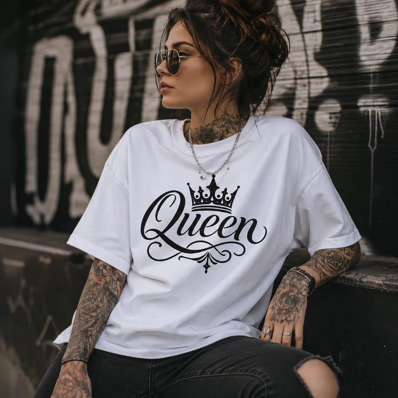 Statement Queen Krone T-Shirt Shirt Frontprint & Backprint | Unisex